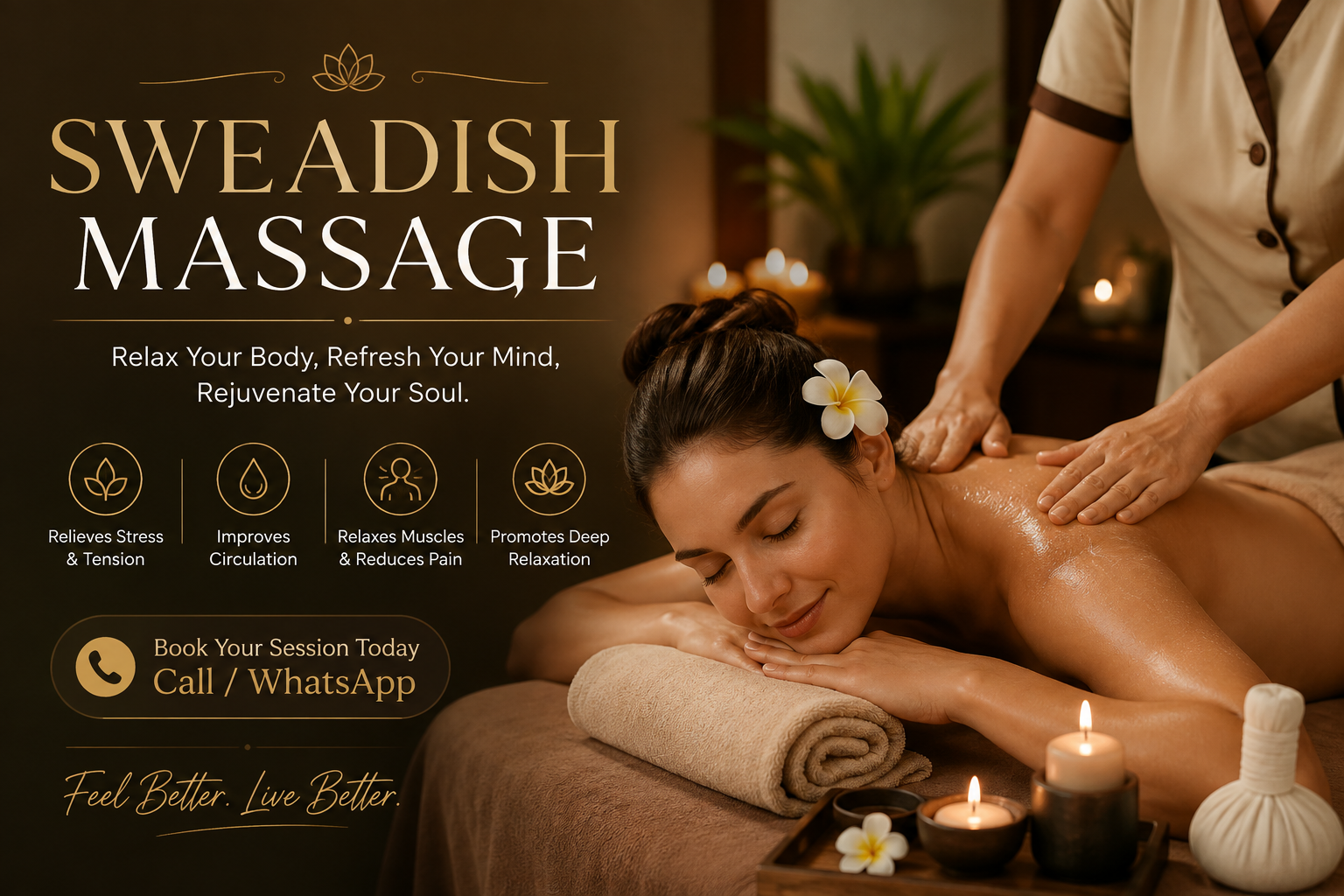 Relaxing Swedish massage at a spa